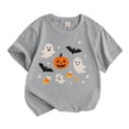 thumbnail image 1 of CONFREE Halloween Girls Short Sleeve Tshirts Crew Neck Cute Ghost Pumpkin Graphic Soft Hallowmas T-Shirts for Kids, 1 of 3