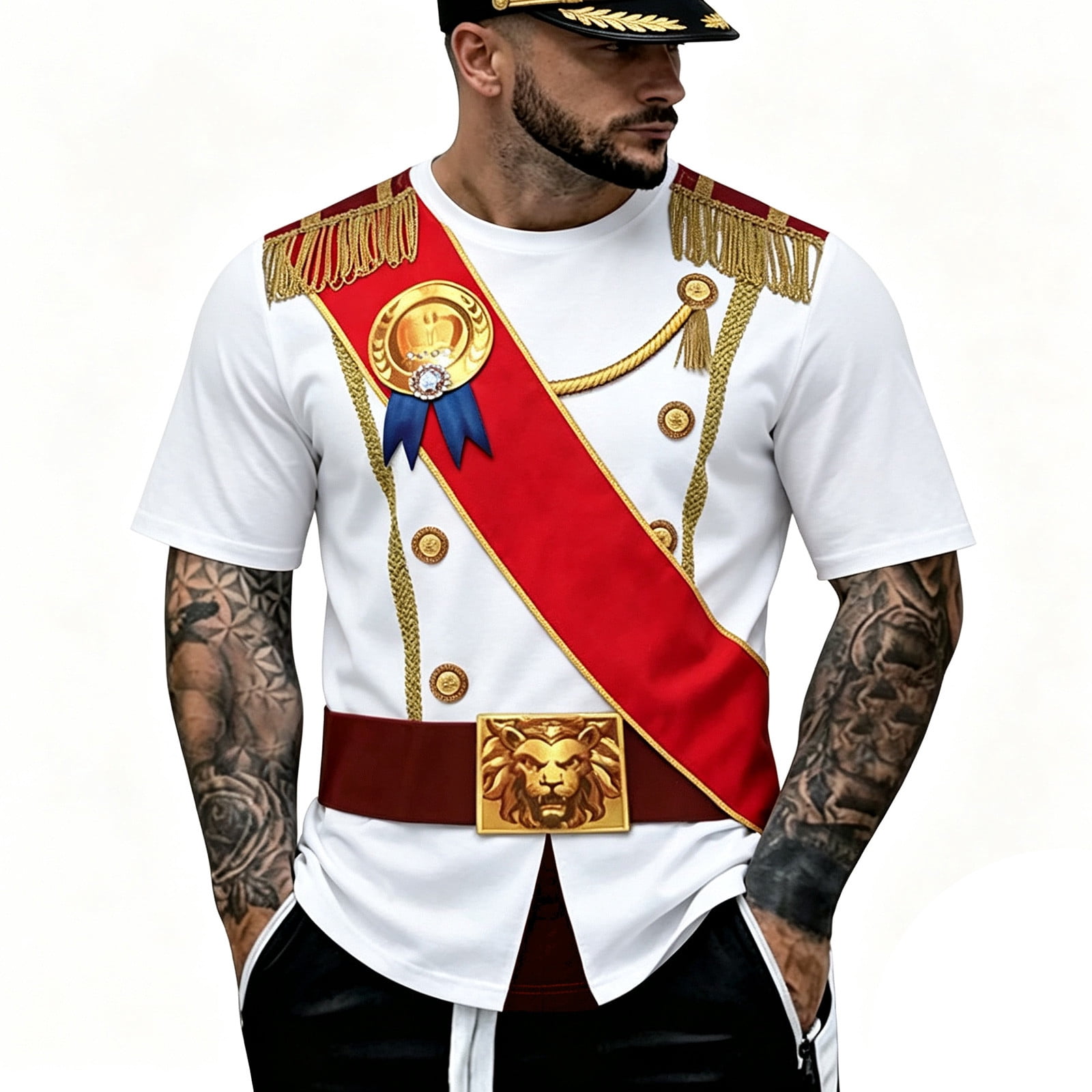 CONFREE Halloween Mens Captain Tshirts Short Sleeve Crew Neck Graphic ...