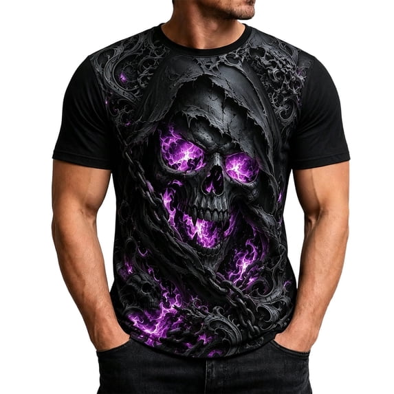 CONFREE Halloween Mens Short Sleeve Tshirts Crew Neck Skeleton Graphic Lightweight Hallowmas T-Shirts for Men