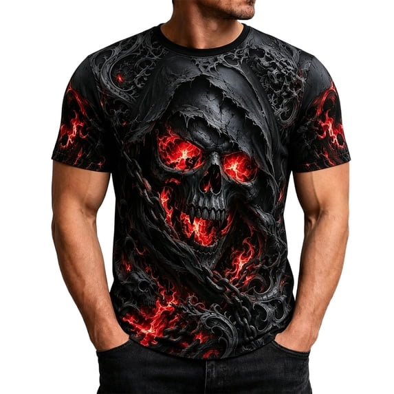 CONFREE Halloween Mens Short Sleeve Tshirts Crew Neck Skeleton Graphic Lightweight Hallowmas T-Shirts for Men