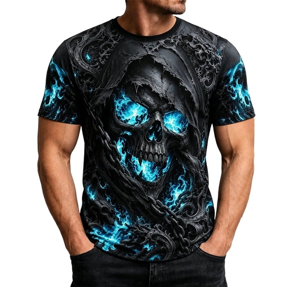 CONFREE Halloween Mens Short Sleeve Tshirts Crew Neck Skeleton Graphic Lightweight Hallowmas T-Shirts for Men