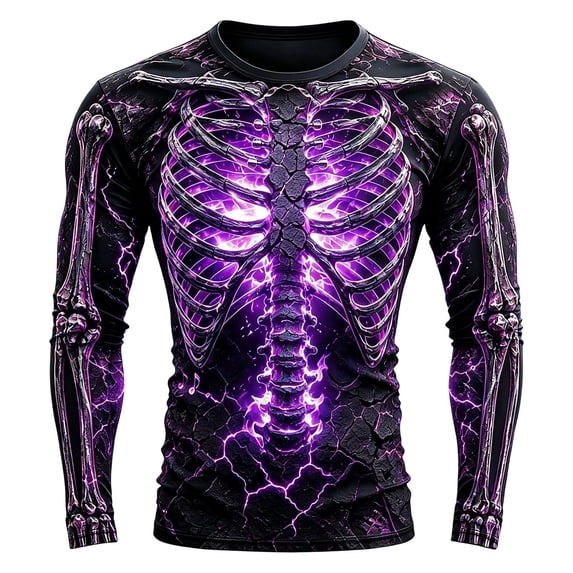 CONFREE Halloween Mens Short Sleeve Tshirts Crew Neck Spooky Skeleton Graphic Lightweight Fall Casual Tees
