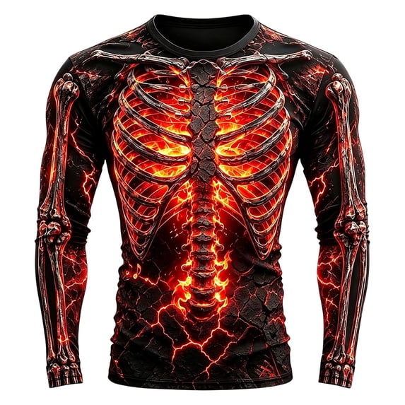 CONFREE Halloween Mens Short Sleeve Tshirts Crew Neck Spooky Skeleton Graphic Lightweight Fall Casual Tees