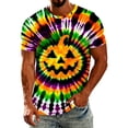 thumbnail image 1 of CONFREE Halloween Mens Short Sleeve Tshirts Crew Neck Tie Dye Pumpkin Lightweight Hallowmas T-Shirts for Men, 1 of 6