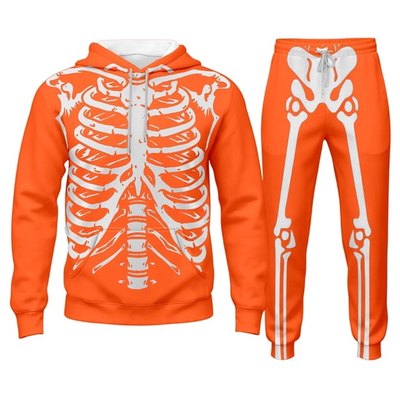 CONFREE Halloween Mens Sweatsuit 2 Peice Sets Hallowmas Men's Jogging Tracksuit Set Skeleton Graphic Pullover Hoodies Pants Athletic Sweat Suit for Men