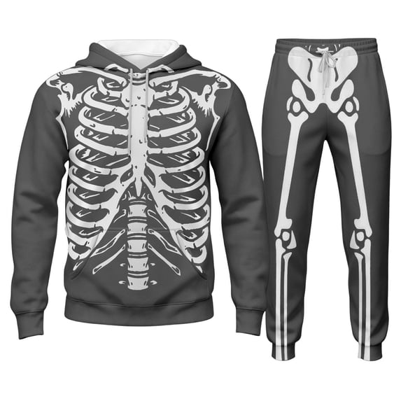 CONFREE Halloween Mens Sweatsuit 2 Peice Sets Hallowmas Men's Jogging Tracksuit Set Skeleton Graphic Pullover Hoodies Pants Athletic Sweat Suit for Men