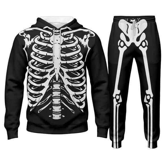 CONFREE Halloween Mens Sweatsuit 2 Peice Sets Hallowmas Men's Jogging Tracksuit Set Skeleton Graphic Pullover Hoodies Pants Athletic Sweat Suit for Men