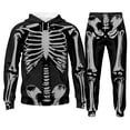 thumbnail image 1 of CONFREE Halloween Mens Sweatsuit 2 Peice Sets Hallowmas Men's Jogging Tracksuit Set Skeleton Graphic Pullover Hoodies Pants Athletic Sweat Suit for Men, 1 of 4