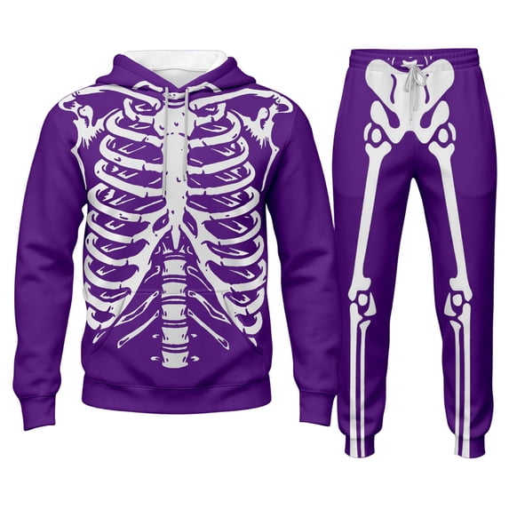 CONFREE Halloween Mens Sweatsuit 2 Peice Sets Hallowmas Men's Jogging Tracksuit Set Skeleton Graphic Pullover Hoodies Pants Athletic Sweat Suit for Men