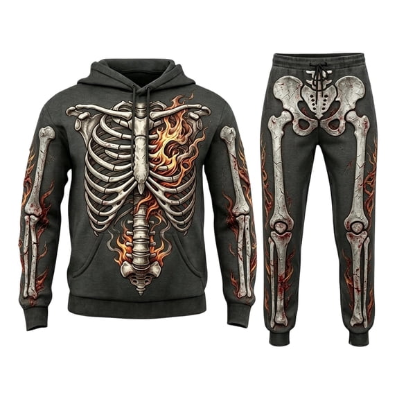 CONFREE Halloween Mens Sweatsuit 2 Peice Sets Hallowmas Men's Jogging Tracksuit Set Skeleton Graphic Pullover Hoodies Pants Athletic Sweat Suit for Men