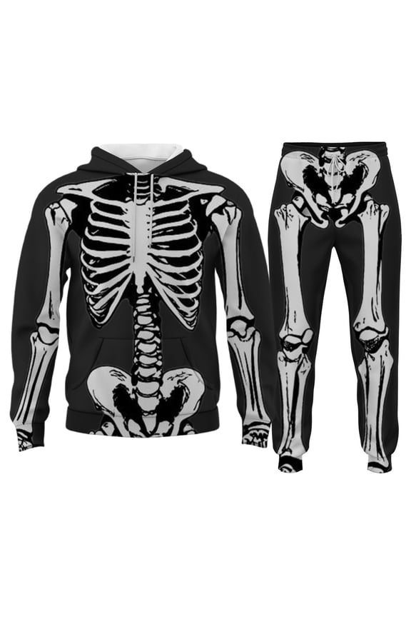Halloween Mens Sweatsuit 2 Peice Sets Hallowmas Men's Jogging Tracksuit Set Skeleton Graphic Pullover Hoodies Pants Athletic Sweat Suit for Men
