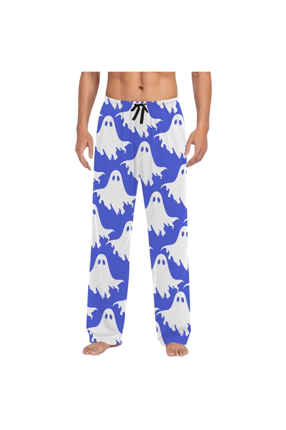 Halloween Pajama Pants for Men Hallowmas Pj Pants for Men Pumpkin Ghost Print Lounge Bottoms Elastic Waist Drawstring Sleepwear With Pockets
