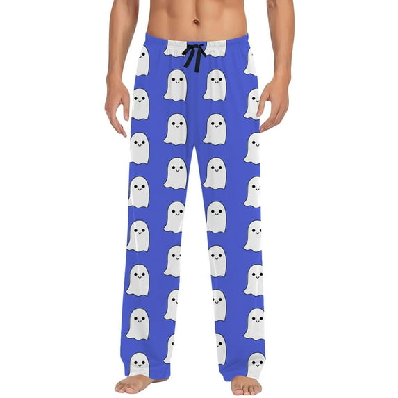 CONFREE Halloween Pajama Pants for Men Hallowmas Pj Pants for Men Pumpkin Ghost Print Lounge Bottoms Elastic Waist Drawstring Sleepwear With Pockets