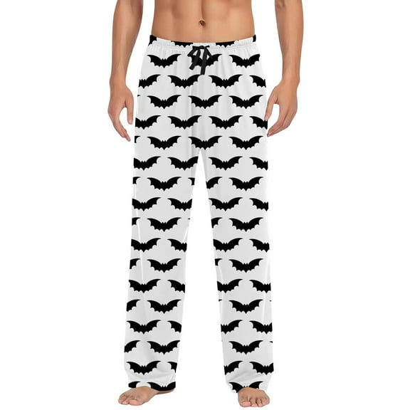 CONFREE Halloween Pajama Pants for Men Hallowmas Pj Pants for Men Pumpkin Ghost Print Lounge Bottoms Elastic Waist Drawstring Sleepwear With Pockets