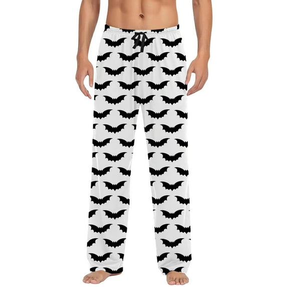 CONFREE Halloween Pajama Pants for Men Hallowmas Pj Pants for Men Pumpkin Ghost Print Lounge Bottoms Elastic Waist Drawstring Sleepwear With Pockets