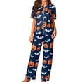 thumbnail image 1 of CONFREE Halloween Pajamas Set For Women Short Sleeve Cartoon Pumpkin Ghost Sleepwear Tops Pants Hallowmas Homewear Sets Lovely Nightwear, 1 of 6