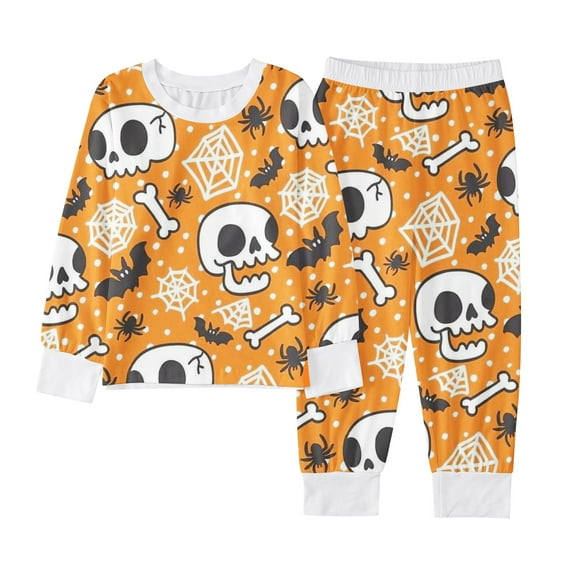 CONFREE Halloween Pajamas Toddler Girl Long Sleeve Cartoon Pumpkin Ghost Loungewear Tops Pant Hallowmas Pjs for Toddler Girl Cozy Jammies
