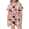 thumbnail image 1 of CONFREE Halloween Pajamas Toddler Girl Short Sleeve Cartoon Pumpkin Ghost Loungewear Tops Shorts Hallowmas Pjs for Toddler Girl Cozy Jammies, 1 of 3