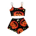 thumbnail image 1 of CONFREE Halloween Women Pajamas Sets Sleeveless Pumpkin Ghost Sleepwear Tops Shorts Hallowmas Pjs for Women Cozy Nightwear, 1 of 3