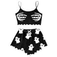thumbnail image 1 of CONFREE Halloween Women Pajamas Sets Sleeveless Skeleton Sleepwear Tops Shorts Sexy Hallowmas Pjs for Women Cozy Nightwear, 1 of 4