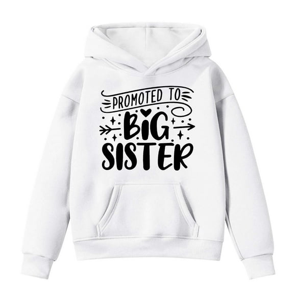 CONFREE Hoodies for Teen Girls Long Sleeve Hooded Sweatshirt for Girls Trendy Big Sister Letter Prints Fashion Preppy Pullover Tops With Pocket