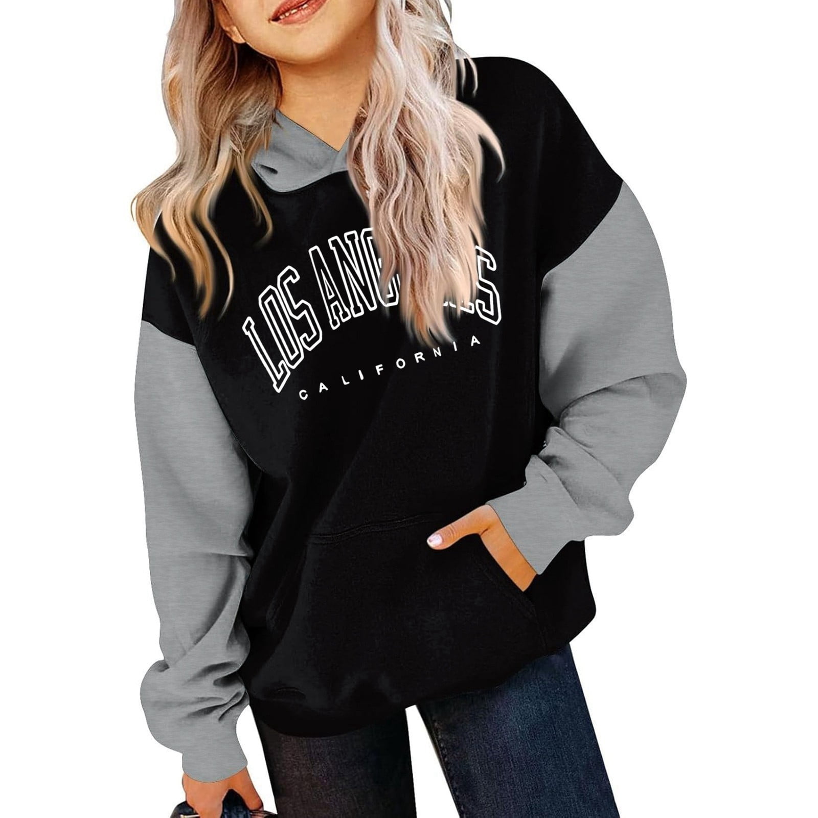 Dames herfst winter rits hoodie kleurenblok print middellange jassen met capuchon tops kopen vanaf een prijs van 9.8