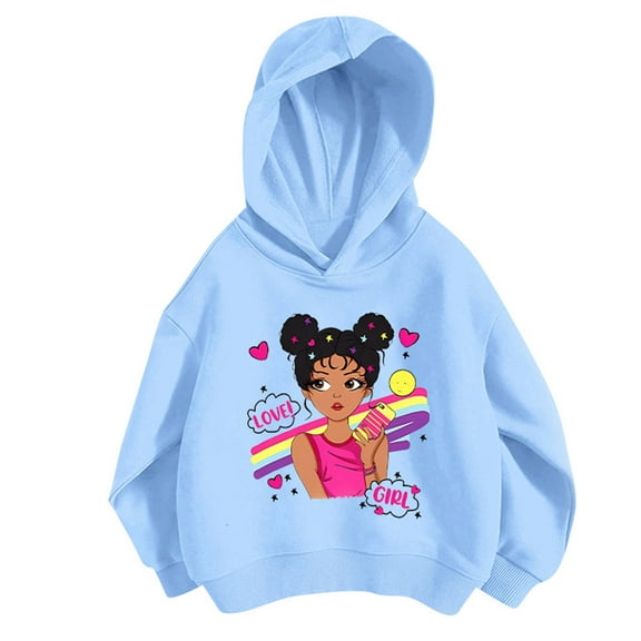 CONFREE Hoodies for Teen Girls Long Sleeve Hooded Sweatshirt for Girls Trendy Prints Fashion Preppy Pullover Tops