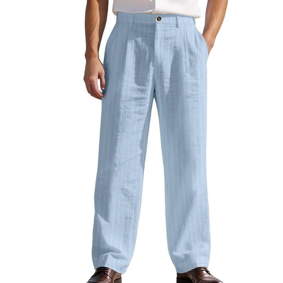 CONFREE Men's Casual Pants Wide Leg Suit Pants for Men Buttons Solid Color Lightweight Dress Pant With Pocket