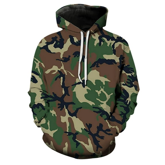 CONFREE Men's Hoodie Camouflage Prints Hoodies For Men Graphic Long Sleeve Casual Pullover Hooded Sweatshirts With Pockets