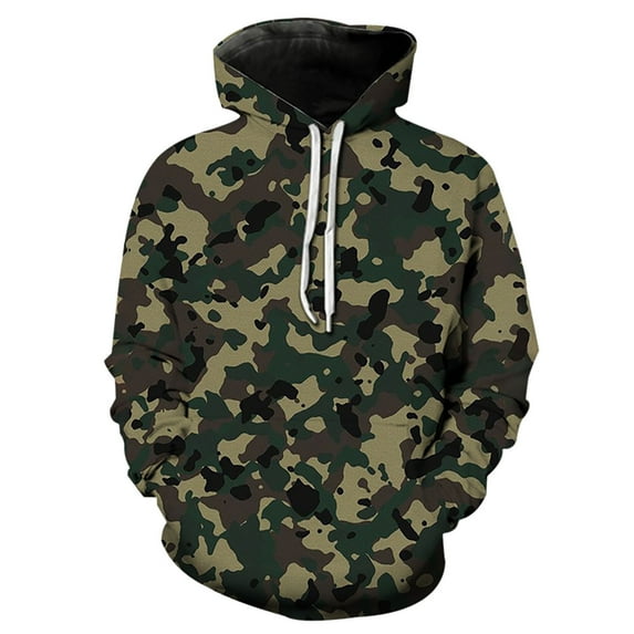 CONFREE Men's Hoodie Camouflage Prints Hoodies For Men Graphic Long Sleeve Casual Pullover Hooded Sweatshirts With Pockets