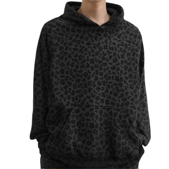 CONFREE Men's Hoodie Leopard Prints Hoodies For Men Long Sleeve Lightweight Casual Pullover Hooded Sweatshirts With Pockets