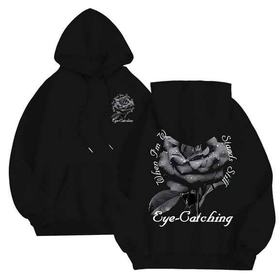 CONFREE Men's Hoodie Rose Prints Hoodies For Men Long Sleeve Casual Pullover Hooded Sweatshirts With Pockets