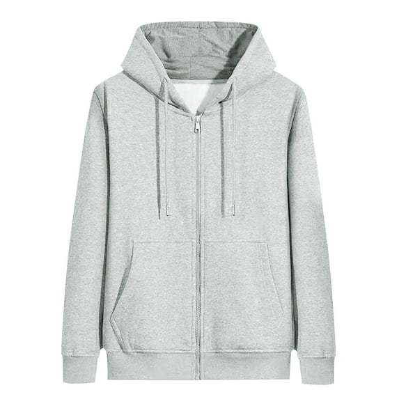 CONFREE Men's Hoodie Solid Color Hoodies For Men Full Zip Long Sleeve Fleeced Casual Pullover Hooded Sweatshirts With Pockets