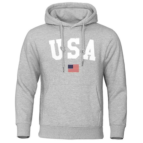 CONFREE Men's Hoodie Usa Flag Letter Prints Hoodies For Men Graphic Long Sleeve Casual Pullover Hooded Sweatshirts With Pockets
