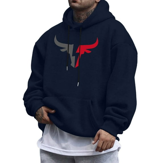 CONFREE Men's Hoodies Casual Prints Hoodies For Men Graphic Long Sleeve Pullover Hooded Sweatshirts With Pockets