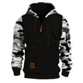thumbnail image 1 of CONFREE Men's Hoodies Patchwork Camo Prints Hoodies For Men Half Zip Long Sleeve Fleeced Casual Pullover Hooded Sweatshirts With Pockets, 1 of 5