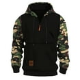 thumbnail image 1 of CONFREE Men's Hoodies Patchwork Camo Prints Hoodies For Men Half Zip Long Sleeve Fleeced Casual Pullover Hooded Sweatshirts With Pockets, 1 of 2