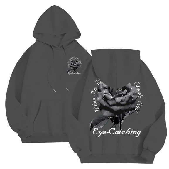 CONFREE Men's Hoodies Rose Prints Hoodies For Men Long Sleeve Casual Pullover Hooded Sweatshirts With Pockets