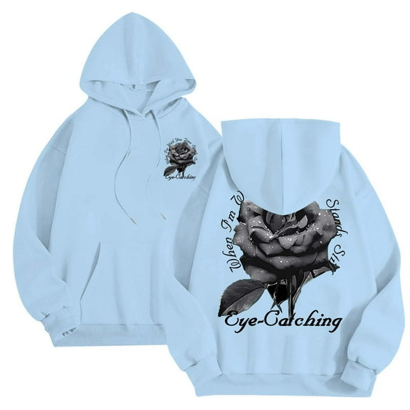 CONFREE Men's Hoodies Rose Prints Hoodies For Men Long Sleeve Casual Pullover Hooded Sweatshirts With Pockets