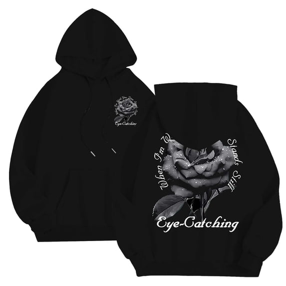 CONFREE Men's Hoodies Rose Prints Hoodies For Men Long Sleeve Casual Pullover Hooded Sweatshirts With Pockets