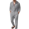 thumbnail image 1 of CONFREE Mens 2 Peice Linen Pant Sets Casual Men's Jogging Tracksuit Set Soft Buttons Shirts Pants Beach Vacation Outfits for Men, 1 of 4