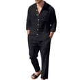 thumbnail image 1 of CONFREE Mens 2 Peice Linen Pant Sets Casual Men's Jogging Tracksuit Set Soft Buttons Shirts Pants Beach Vacation Outfits for Men, 1 of 5