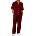 thumbnail image 1 of CONFREE Mens 2 Peice Sets Casual Men's Summer Outfits Set Solid Buttons Shirts Pants Beach Vacation Outfits for Men, 1 of 4