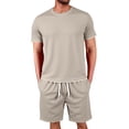 thumbnail image 1 of CONFREE Mens 2 Peice Shorts Sets Casual Men's Jogging Tracksuit Set Solid Waffle Tops Shorts Athletic Sweat Suit for Men, 1 of 7