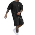 thumbnail image 1 of CONFREE Mens 2 Peice Shorts Sets Casual Men's Summer Outfits Set Letter Graphic Tshirts Shorts Athletic Sweat Suit for Men, 1 of 8