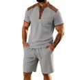 thumbnail image 1 of CONFREE Mens 2 Peice Shorts Sets Casual Men's Summer Outfits Set Patchwork Color Tshirts Shorts Athletic Track Suits for Men, 1 of 5