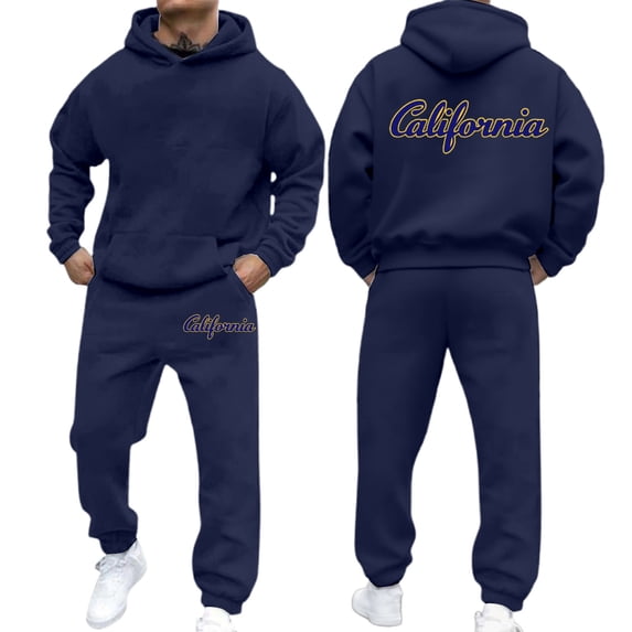 CONFREE Mens 2 Peice Sweatsuit Casual Men's Jogging Tracksuit Set Letter Graphic Pullover Hoodies Pants Athletic Sweat Suit for Men