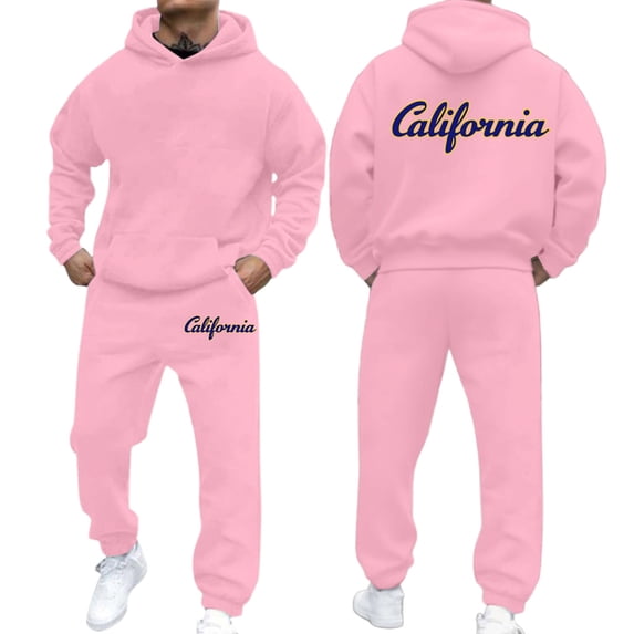 CONFREE Mens 2 Peice Sweatsuit Casual Men's Jogging Tracksuit Set Letter Graphic Pullover Hoodies Pants Athletic Sweat Suit for Men
