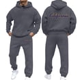 thumbnail image 1 of CONFREE Mens 2 Peice Sweatsuit Casual Men's Jogging Tracksuit Set Letter Graphic Pullover Hoodies Pants Athletic Sweat Suit for Men, 1 of 7