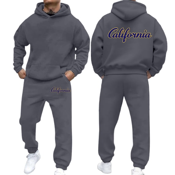 CONFREE Mens 2 Peice Sweatsuit Casual Men's Jogging Tracksuit Set Letter Graphic Pullover Hoodies Pants Athletic Sweat Suit for Men